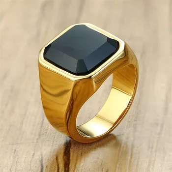 Novi muški prsten prsten od Crnog Kamena Prsten od Nehrđajućeg Čelika 316L za Muškarce Elegantan, Kvalitetan Титановое Prsten Utr8021