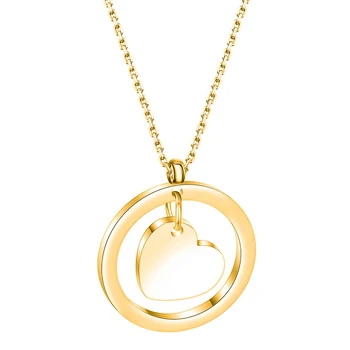 Novi Privjesak od Nehrđajućeg Čelika Ogrlice za Žene Srebrni/zlatni Krug+ Srcu Šarm Križ u Krugu Fin Modni Nakit Poklon Djevojci