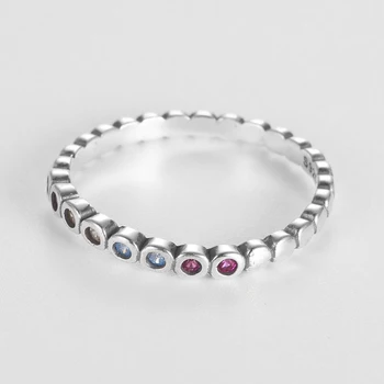 Novi Retro Moda S925 Prsten od Srebra za žene multi-boji Nakit od cirkonija Fin Luksuzno Srebro 925 Vjenčanje donje prsten