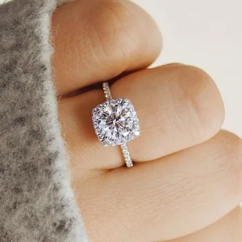 Novi Trendi Kristalno Angažman Noktiju Dizajn Vruće Prsten za prodaju Za žene Bijeli Cirkon Kubni elegantne prstenje Ženske Svadbeni nakit