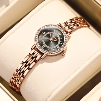 OLEVS Luksuzni kvalitetan sat Ženski ručni kvarcni sat je Vodootporan ženski sat sa malim lice od ružičastog zlata Dar Relojes Mujers