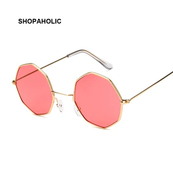 Osmerokut Žuto Crveno Okrugle Sunčane naočale za žene Ogledalo Klasicni Luksuzni Ovalni Male Sunčane naočale Za žene Brand-dizajner Oculos De Sol