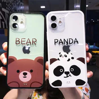 Ottwn Kreativni Panda Medvjeda Životinja Torbicu za iPhone 11 12 Pro Max Mini Prozirna Silikonska Stražnji Poklopac Za iPhone X XS XR 7 8 Plus
