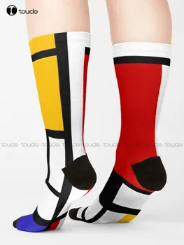 Pit Мондриан - Kompozicija S Crvenim, Žutim I Crvenim Crtežima 1942 Čarape Čarape Za Žene Personalizirano Korisničko Digitalni Print 360°