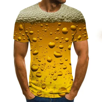 Pivo 3D t-Shirt s po cijeloj površini Ljetna Muška moda O-izrez kratkih rukava Majice Unisex Ulični Odjeća Odjeća Zabavna Novost Svakodnevne besplatne majice