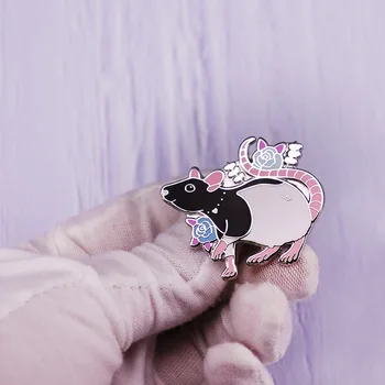 Prekrasna Crno - Bijela Miš s kapuljačom Broš za kućne Ljubimce Originalnost u Prsima ikonu Traper jakna Ruksak Pin Dječje Modni Nakit pokloni
