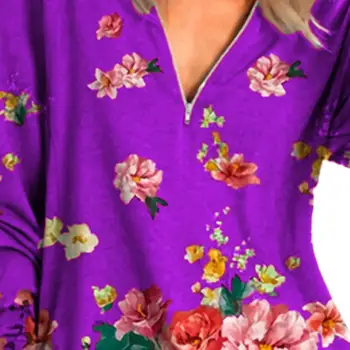 Proljeće Ljeto Košulje s cvjetnim ispis Svakodnevne Ženske košulje dugih rukava Top munje s V-izrez Pulover Plus Size Ženske bluze