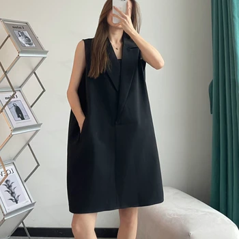 Prsluci Ženski Ljeto monokromatski dizajn u korejskom stilu ženske univerzalne s odbačenost ovratnik Soft moderan Vintage elegantna Nova moderan odjeća