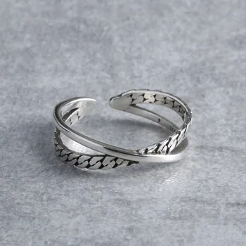 Prsten s križem od 925 sterling srebra Otvorene Podesiva Sprečavaju Alergije Prsten na prst Za žene Svadbeni Nakit Dragulji Femme JZ499