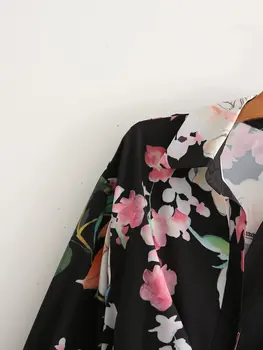 PUWD Elegantan ženski haljina Midi Ženske haljine 2021 Jesen moda Donje kimono s vršnjacima u stilu cvjetni print Haljine s dugim rukavima