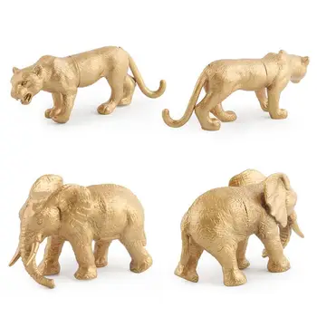 Realno Model Divljih Životinja Gold Verzija Figurica Lav Slon Nosorog Pašnjaka Simulacija Životinja Edukativne Igračke Za Djecu
