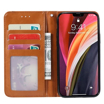 Retro kožna torbica za iPhone 13 Pro Max 12 13 11 Mini Pro SE 2020 6 6S 7 8 Plus 10 X XS XR Max Torbica za telefon s poslovnim novčanikom