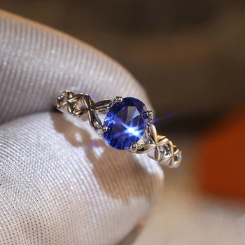 Romantično Plavi Ovalni Vjenčano prstenje s кубическим Цирконием za žene s unakrsna uz konce Dizajn Zaručnički Prsten Modni nakit Poklon za zabavu