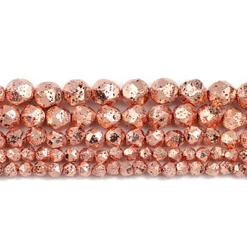 Rose Gold Cut-Okrugle Perle od vulkanske lave Prirodne Slobodne Razuporne Perle Za izradu nakita DIY Pribor za narukvice 15