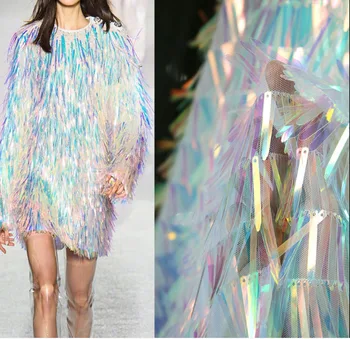 Simfonija šljokice kićanka laserski gradijent boje haljina plesni kostim dizajner tkiva