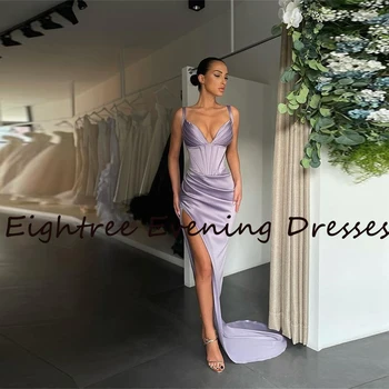 Slatka moderne Duge večernje haljine s prorezom sa strane Bez rukava Špageti večernje Vjenčanje vjenčanica Konačni večernja haljina Vestidos de festa