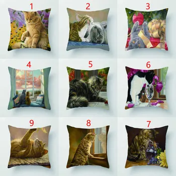 Slatko trg jastučnicu s po cijeloj površini Mačke, a koristi se za uređenje doma, Torbica za jastuk za kauč 45 cm*45 cm