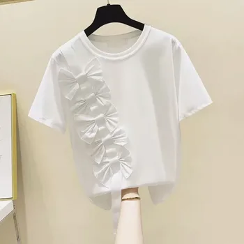 Slatko ženska t-shirt s kravatom Crno Bijeli Kawai Japanese girl Majica kratkih rukava Ženski pulover 2021 Novi dolazak Casual Majica top