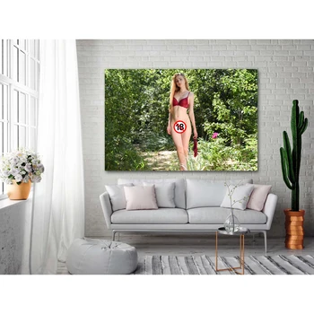 Slike na platnu Plavuša Seksi Djevojke Vruće Tijelo Modela Za odrasle Šuma slike, Posteri i grafike Zid Umjetnost za uređenje dnevnog boravka