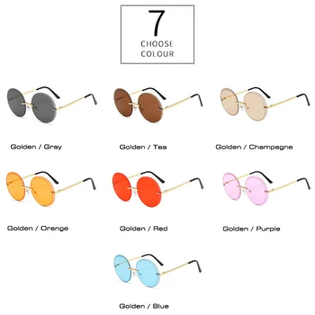 SO&EI Klasicni Okrugli ženske sunčane naočale rimless Modni Prozirne naočale s океанскими leće Za muškarce Narančasto-plave nijanse UV400 Sunčane naočale