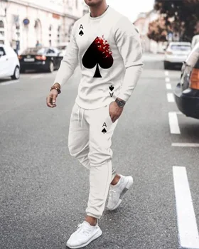 Sportska odjeća Sportska odijelo 3D print Muška t-shirt Kit s dugim rukavima Modne ulica odjeća Hip-hop Trend Muška odjeća za odmor Set od dva komada
