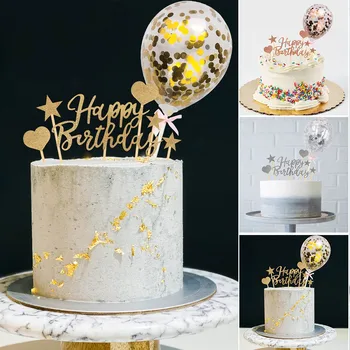 Sretan Rođendan Torta Topper Setovi DIY Konfete Balon Torta Dekor Rose Gold Star Kolač Dekoracija Dekor Na Dan Rođenja Beba Djevojčica i Dječak