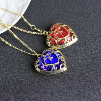 Starinski Vintage zlatna boja šuplje ogrlice za žene DIY stanica srcu parfema nakit crystal bling uzorcima anđeo crvena plava ogrlica