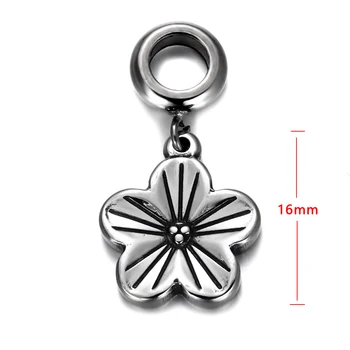 Stezni Perle od nehrđajućeg čelika s cvjetnim privjesci 5 mm Otvor Polirani Metalni Šarm Pribor DIY Narukvica Izrada nakita