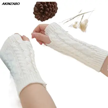 Stilski Tople zimske rukavice za ruke Ženske Ruke kukičanje, Pletenje i šuplje srce Ženske rukavice, Tople termalne vunene rukavice bez prstiju