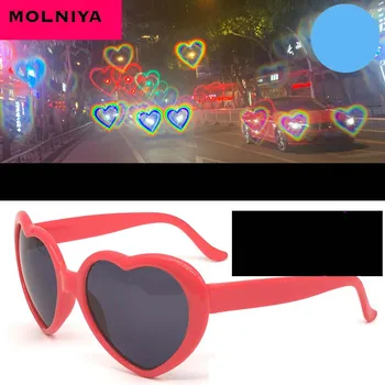 Sunčane naočale u obliku srca ljubavi Za žene Okvir za PC Promjena svjetlosti Leće u obliku srca ljubavi Šarene Ženske Sunčane naočale Crvene, ružičaste nijanse