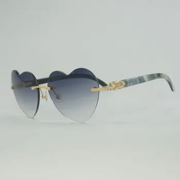 Sunčane naočale u obliku srca od prirodnih баффа Muške Sunčane naočale rimless od drveta Ženske za ljetne vožnje ružičaste nijanse Oculos Gafas