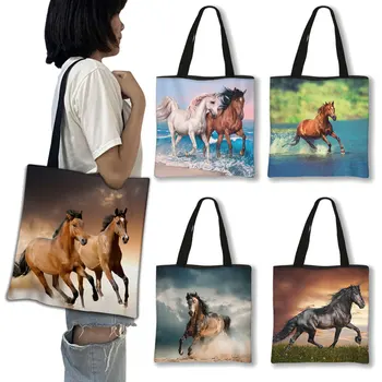 Super Životinja Konj Shopping bag Funky Холщовая torba na rame Ženska torba za djevojčice Putne torbe, Ženske torbe