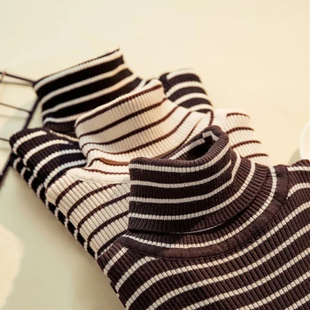 Svakodnevni водолазка pletene ženski džemper Ženski zimski soft modni korejski nalik na tanak džemper dugih rukava prugasti Pulover džemper