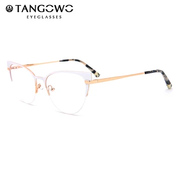 TANGOWO Mačje oči Crni Krug Metalna okvira za naočale, Za žene Trend brand Dizajn Luksuzne Naočale za kratkovidnost na dioptrijske Naočale YJ0207