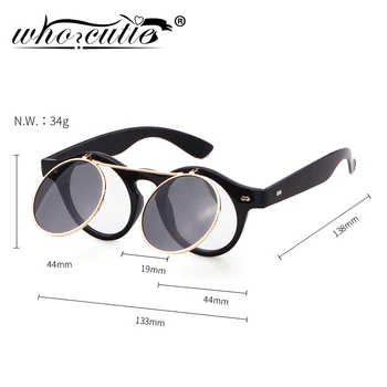 TKO CUTIE 2019 Moderan Vintage okrugle sunčane naočale u stilu Steampunk s gornjim poklopcem Za muškarce Klasični preklopni dizajn Sunčane naočale Clip-on naočale S005