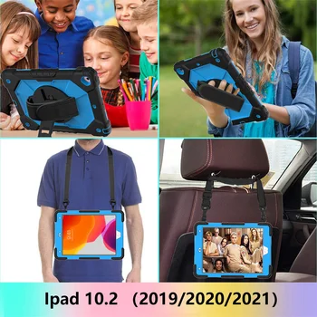 Torbica s okretanjem za 360 stupnjeva za iPad 10,2 9-og generacije 2021 torbica za Remen za ruku Dječji silikonska torbica za iPad 10,2 7-og i 8-og generacije 2019 2020 torbica za tablet
