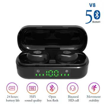 TWS Bluetooth 5.0 Slušalice su Bežične Slušalice 9D Bas Stereo Sportske Vodootporne Slušalice Slušalice sa Mikrofonom i Punjenje mjenjač