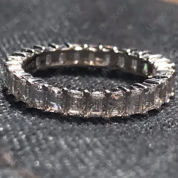 UMGODLY Luksuzni Brand Prsten od 925 sterling srebra Cijeli Kubni Cirkonij Kvadratni kamen Elegantan Prsten Ženska stranka Nakit Modni poklon