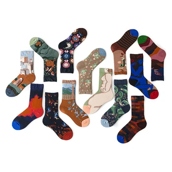 Umjetnost Francuska Zimske Grafiti Identitet Toplo Smiješno Crtani Ulica Odjeća Kratke Pamučne Čarape Sretan Kreativne Muški Unisex Ženski Čarape