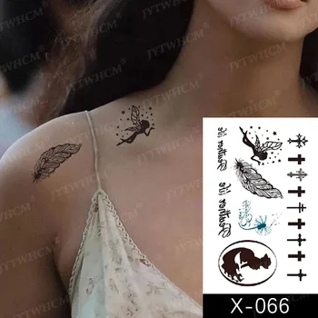 Umjetnost Mali Izbor Dizajna, Privremena Tetovaža Od Kane Slatka Star Križ Dijamant Naljepnice Žensko Tijelo Prst Ruke Lažne Tetovaže Vodootporan