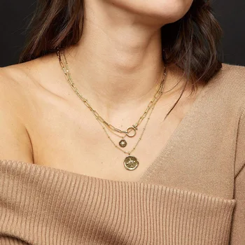 Unakrsna ekskluzivni ogrlica sa kompasom Amazon, ogrlica s kovanicama, ogrlica s vjetrom i suncem, ogrlica s lancem za ključeve, ogrlica s ispisom