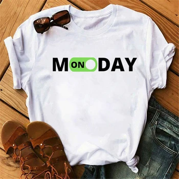 Unisex Majice t-Shirt Kreativno Ljubav Baterija s grafičkim po cijeloj površini Žene bijela majica sa slovima ponedjeljka Ljetna Nova moda majica kratkih rukava