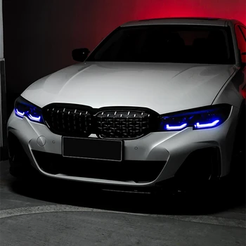Upravljanje Bluetooth Višebojne Auto-Prednji DRL Anđeo Demonski Očiju Za BMW Serije 3 G20 G28 2020-2021 LED Противотуманный Lampa Fluorescentna Svjetiljka