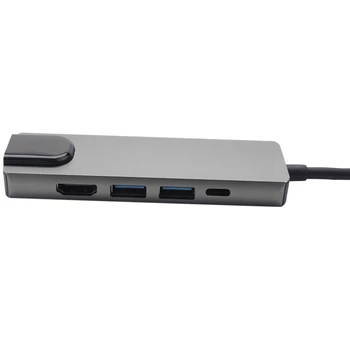 USB hub C Type C za USB 3.0, HDMI PD Za Punjenje RJ45 Gigabit Ethernet Adapter Type-C 5 u 1 Converter Pro za Windows, Mac OS