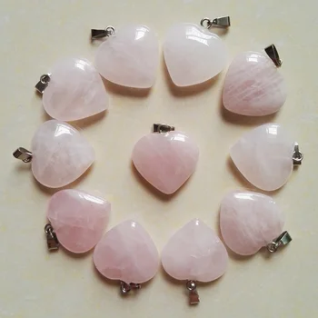 Veleprodaja modne prirodni kamen srca ljubavi privjesci od ružičaste kristala privjesci za izradu nakita 20 mm 12 kom. Besplatna dostava