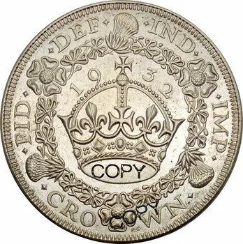 Velika britanija 1 Kruna i Vijenac Georgea V Crown 1932 Godine Prekriven Mesinga Srebrni primjerak Kovanice Prigodni kovani novac