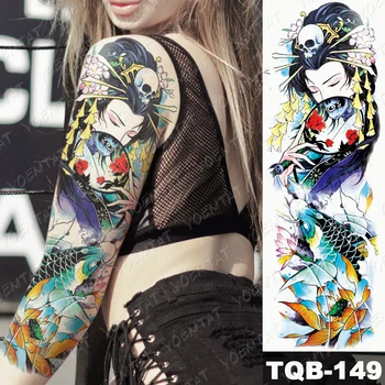 Velika Ruka Rukav Tetovaže Japanske Gejše Vodootporne Privremena Tetovaža Naljepnica Struk Noga Body Art Potpuna Lažna Tetovaža Žene Muškarci