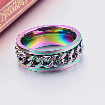 Višebojno Prelijeva prsten za Žene i muškarce Od Nehrđajućeg čelika Chian Prsten Vrti Vrti Prsten