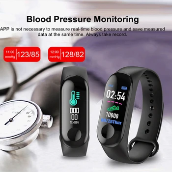 Višenamjenska Pametna narukvica M3 za IOS (mobilni telefon Android, Podrška za rad uređaja za mjerenje koraka za mjerenje krvnog tlaka i srčanog ritma, za žene i muškarce