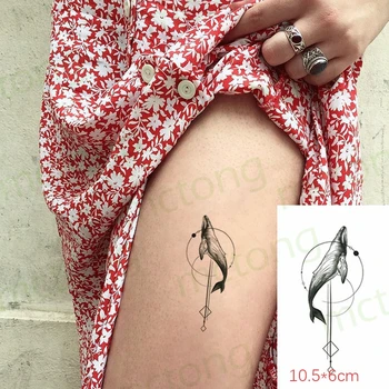 Vodootporne Privremena Tetovaža Geometrija Whale Linija Tetovaže i Body Art Lažna Tetovaža Flash-Tetovaža za muškarce i žene